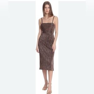 Donna Morgan Multi Color Metallic Striped Midi Dress